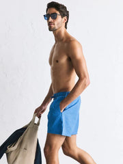 Blue Stripe Seersucker 5 Inch Swim Shorts