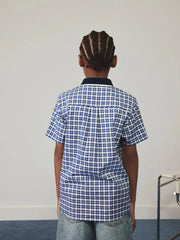 Navy Gingham Short Sleeve Smart Shirt (3-16yrs)