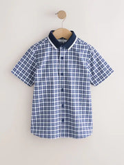 Navy Gingham Short Sleeve Smart Shirt (3-16yrs)