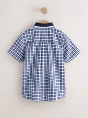 Navy Gingham Short Sleeve Smart Shirt (3-16yrs)
