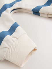 Blue/Ecru Stripe Sweat Baby Romper (0mths-3yrs)