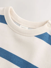 Blue/Ecru Stripe Sweat Baby Romper (0mths-3yrs)