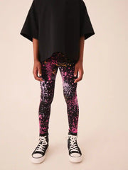 Black/Pink Splat Leggings (3-16yrs)