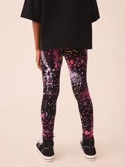 Black/Pink Splat Leggings (3-16yrs)