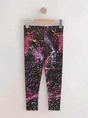Black/Pink Splat Leggings (3-16yrs)