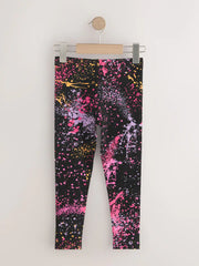 Black/Pink Splat Leggings (3-16yrs)
