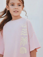 Pink/Yellow Palm Heavyweight T-Shirt and Shorts Set (3-16yrs)