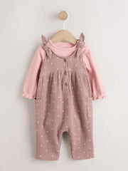 Chocolate Brown Spot Jersey Dungaree and Bodysuit Baby Set 2 Piece (0mths-2yrs)
