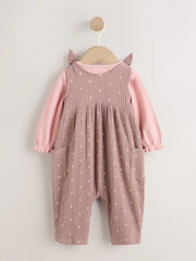 Chocolate Brown Spot Jersey Dungaree and Bodysuit Baby Set 2 Piece (0mths-2yrs)