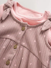 Chocolate Brown Spot Jersey Dungaree and Bodysuit Baby Set 2 Piece (0mths-2yrs)