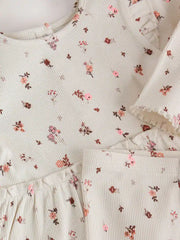 Ecru Floral Peplum Top and Leggings Baby Set (0mths-2yrs)