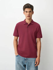 Ruby Red Regular Fit Short Sleeve Pique Polo Shirt