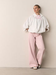 Pink Wide Leg Denim Jeans