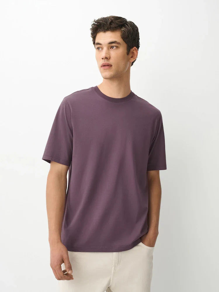Purple Grape Regular Fit Essential Crew Neck Cotton T-Shirt