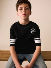 Black Varsity Relaxed Fit T-Shirt (3-16yrs)