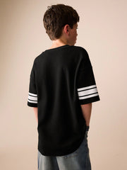 Black Varsity Relaxed Fit T-Shirt (3-16yrs)