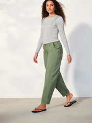 Khaki Green Chino Barrel Leg Trousers