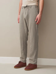 Natural Slim Fit Cotton Linen Blend Twill Chino Trousers