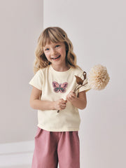 Ecru Butterfly Beaded T-Shirt (3-16yrs)