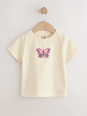 Ecru Butterfly Beaded T-Shirt (3-16yrs)