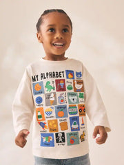 White Alphabet Long Sleeve Graphic T-Shirt (3mths-7yrs)