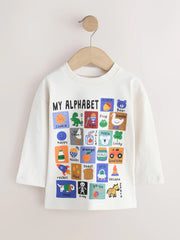 White Alphabet Long Sleeve Graphic T-Shirt (3mths-7yrs)