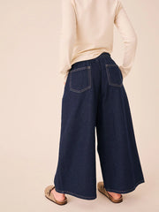 Blue Rinse Wash Denim Pull On Wide Leg Jeans (3-16yrs
