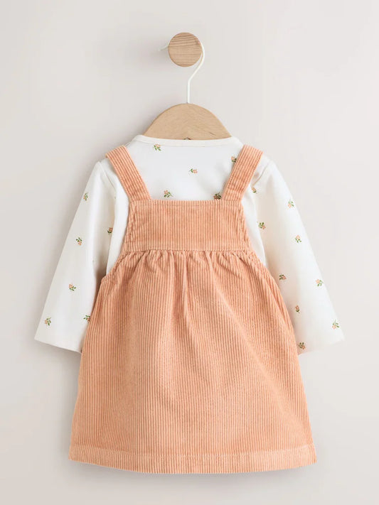 Rust Brown Cord Baby Bodysuit And Pinafore Set 2 Piece (0mths-2yrs)