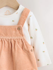 Rust Brown Cord Baby Bodysuit And Pinafore Set 2 Piece (0mths-2yrs)