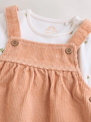 Rust Brown Cord Baby Bodysuit And Pinafore Set 2 Piece (0mths-2yrs)