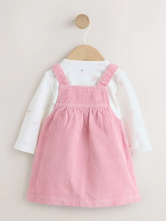 Pink Cord Baby Bodysuit And Pinafore Set 2 Piece (0mths-2yrs)