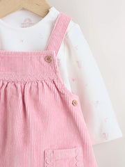 Pink Cord Baby Bodysuit And Pinafore Set 2 Piece (0mths-2yrs)