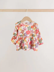 White Floral Peplum Top and Leggings Baby Set (0mths-2yrs)