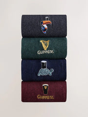 Blue/Green/Red Guinness Embroidered Socks 4 Pack