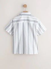 White Stripe Short Sleeve Seersucker Textured Shirt (3-16yrs)
