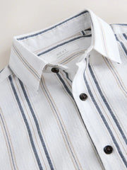 White Stripe Short Sleeve Seersucker Textured Shirt (3-16yrs)
