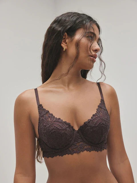 Chocolate Brown Pad Balcony Lace Ultimate Comfort Bra
