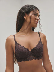 Chocolate Brown Pad Balcony Lace Ultimate Comfort Bra