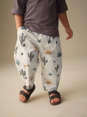 Neutral Cactus Print Barrel Pull On Trousers (3mths-7yrs)