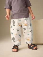 Neutral Cactus Print Barrel Pull On Trousers (3mths-7yrs)