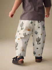 Neutral Cactus Print Barrel Pull On Trousers (3mths-7yrs)