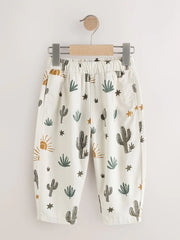 Neutral Cactus Print Barrel Pull On Trousers (3mths-7yrs)