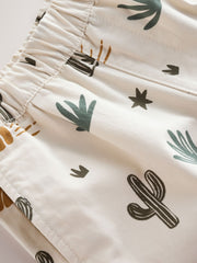 Neutral Cactus Print Barrel Pull On Trousers (3mths-7yrs)