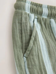 Sage Green Striped Soft Textured Pull On Trousers (3mths-7yrs)