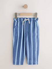 Blue Navy Striped Soft Textured Pull On Trousers (3mths-7yrs)