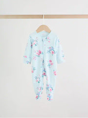 Pink Two Way Zip Baby Sleepsuit 3 Pack (0-2yrs)