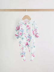 Pink Two Way Zip Baby Sleepsuit 3 Pack (0-2yrs)