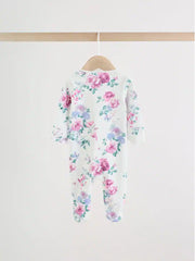 Pink Two Way Zip Baby Sleepsuit 3 Pack (0-2yrs)