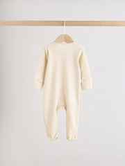Neutral Hamish Two Way Zip Baby Sleepsuits 3 Pack (0-2yrs)