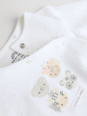 White Safari Baby Sleepsuits 3 Pack (0-2yrs)